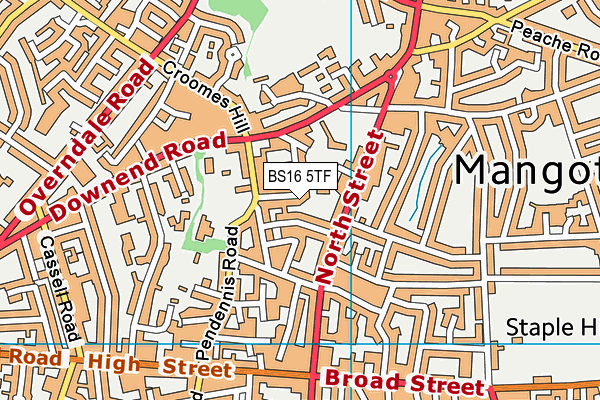 BS16 5TF map - OS VectorMap District (Ordnance Survey)