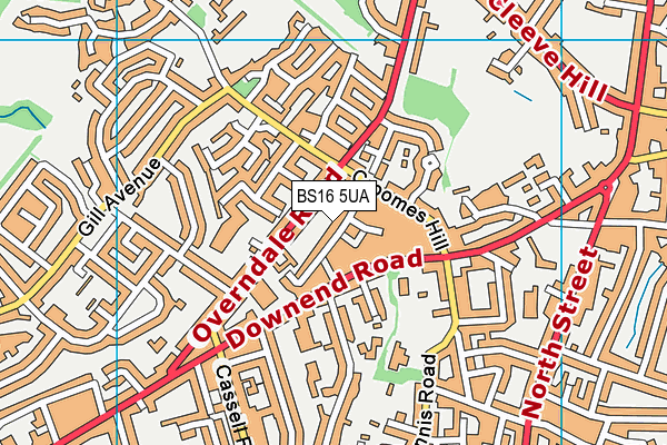 BS16 5UA map - OS VectorMap District (Ordnance Survey)