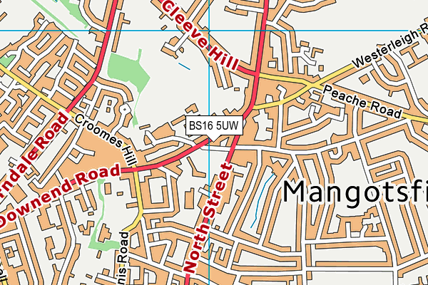 BS16 5UW map - OS VectorMap District (Ordnance Survey)