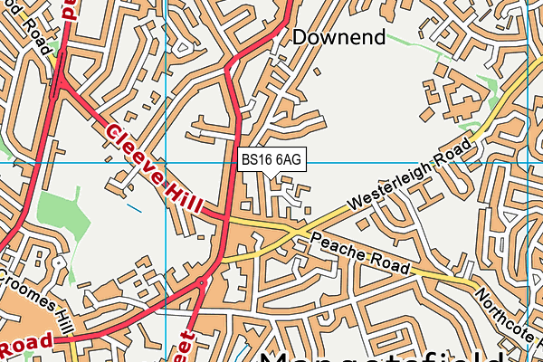 BS16 6AG map - OS VectorMap District (Ordnance Survey)