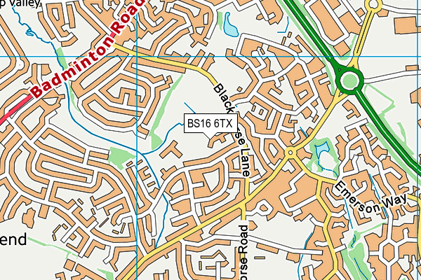 BS16 6TX map - OS VectorMap District (Ordnance Survey)