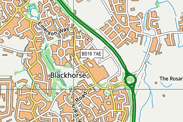 BS16 7AE map - OS VectorMap District (Ordnance Survey)