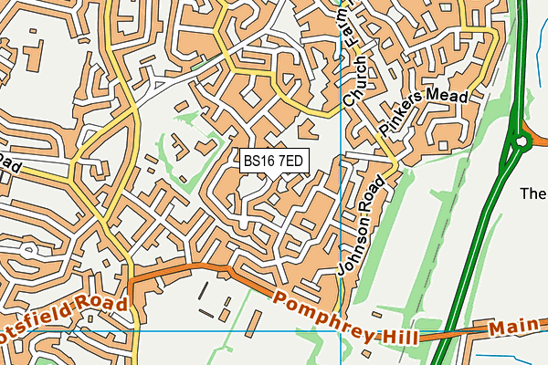 BS16 7ED map - OS VectorMap District (Ordnance Survey)