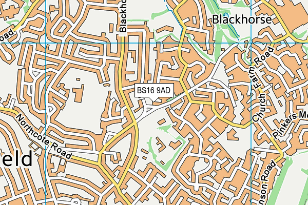 BS16 9AD map - OS VectorMap District (Ordnance Survey)