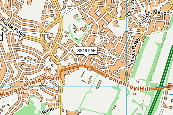 BS16 9AE map - OS VectorMap District (Ordnance Survey)