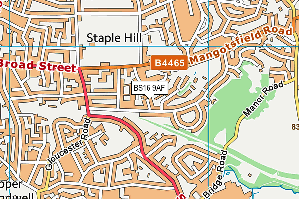 BS16 9AF map - OS VectorMap District (Ordnance Survey)