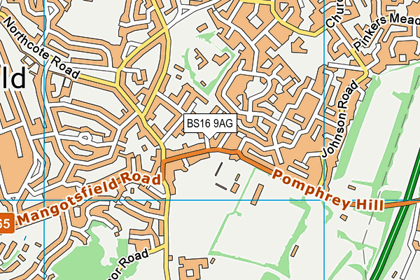 BS16 9AG map - OS VectorMap District (Ordnance Survey)