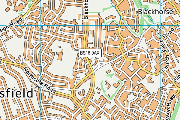 BS16 9AX map - OS VectorMap District (Ordnance Survey)