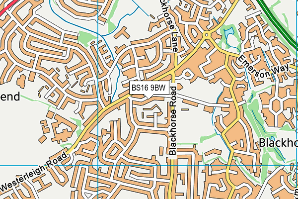 BS16 9BW map - OS VectorMap District (Ordnance Survey)