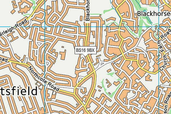 BS16 9BX map - OS VectorMap District (Ordnance Survey)