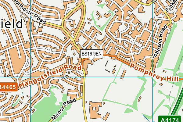 Mangotsfield United Football Club map (BS16 9EN) - OS VectorMap District (Ordnance Survey)