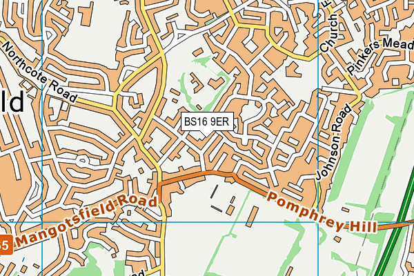 BS16 9ER map - OS VectorMap District (Ordnance Survey)