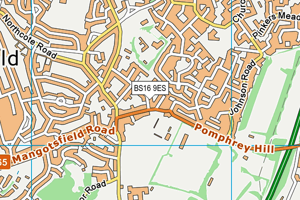 BS16 9ES map - OS VectorMap District (Ordnance Survey)