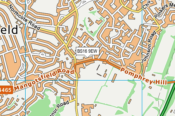 BS16 9EW map - OS VectorMap District (Ordnance Survey)