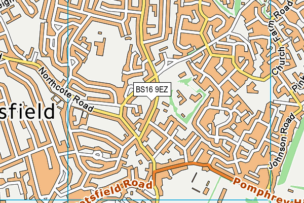 BS16 9EZ map - OS VectorMap District (Ordnance Survey)