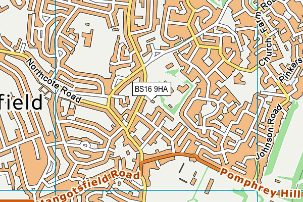 BS16 9HA map - OS VectorMap District (Ordnance Survey)