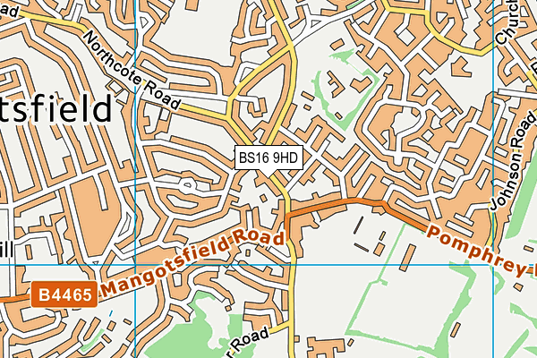 BS16 9HD map - OS VectorMap District (Ordnance Survey)