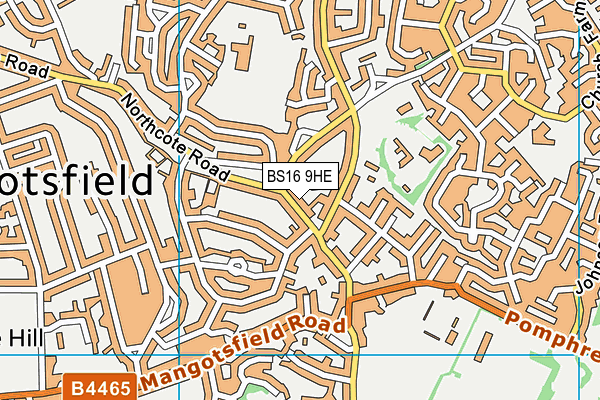 BS16 9HE map - OS VectorMap District (Ordnance Survey)