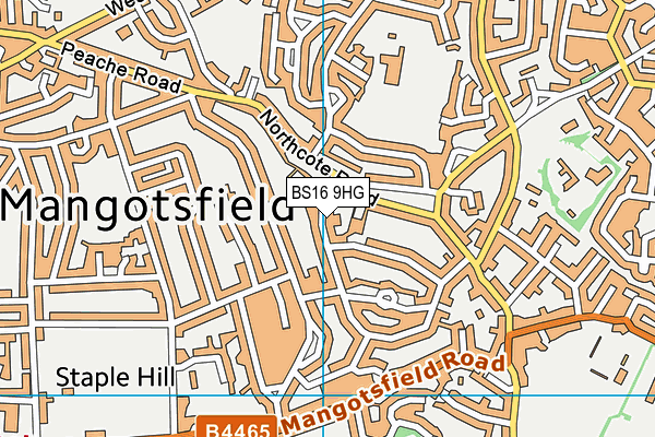BS16 9HG map - OS VectorMap District (Ordnance Survey)