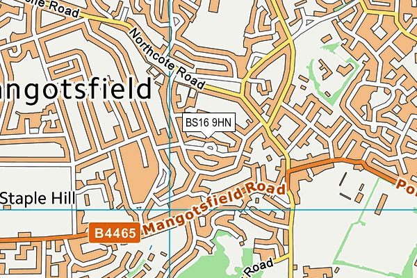 BS16 9HN map - OS VectorMap District (Ordnance Survey)