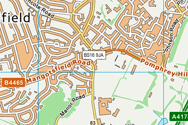 BS16 9JA map - OS VectorMap District (Ordnance Survey)