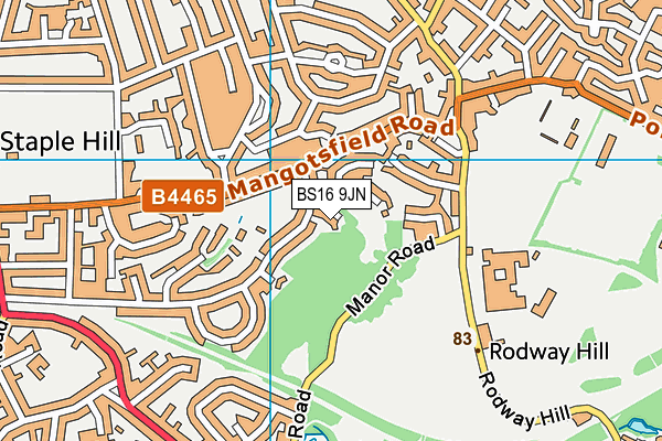 BS16 9JN map - OS VectorMap District (Ordnance Survey)