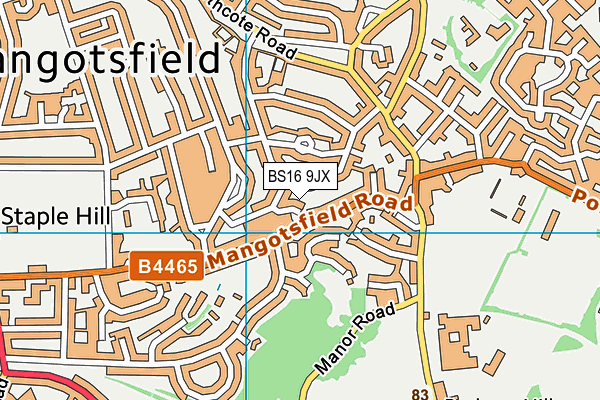 BS16 9JX map - OS VectorMap District (Ordnance Survey)