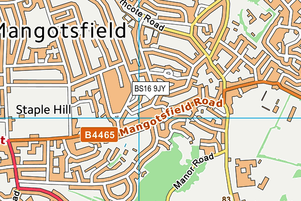 BS16 9JY map - OS VectorMap District (Ordnance Survey)