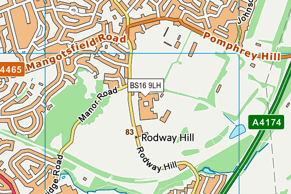 Mangotsfield School map (BS16 9LH) - OS VectorMap District (Ordnance Survey)
