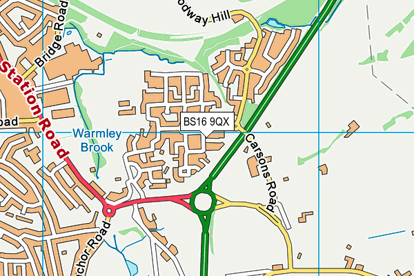 BS16 9QX map - OS VectorMap District (Ordnance Survey)