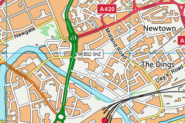 BS2 0HZ map - OS VectorMap District (Ordnance Survey)