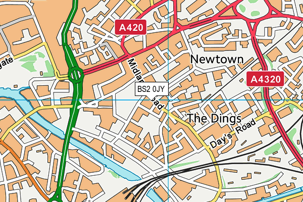 BS2 0JY map - OS VectorMap District (Ordnance Survey)