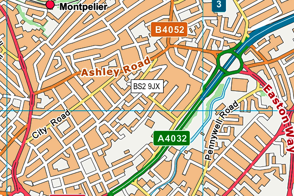 BS2 9JX map - OS VectorMap District (Ordnance Survey)