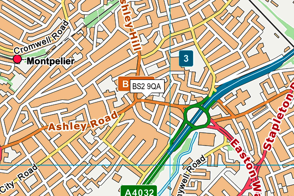 BS2 9QA map - OS VectorMap District (Ordnance Survey)