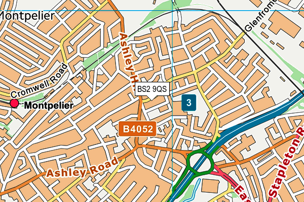 BS2 9QS map - OS VectorMap District (Ordnance Survey)