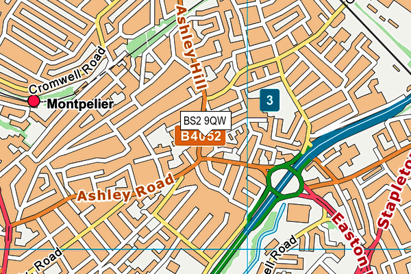 BS2 9QW map - OS VectorMap District (Ordnance Survey)