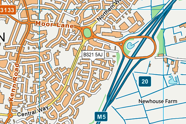 BS21 5AJ map - OS VectorMap District (Ordnance Survey)