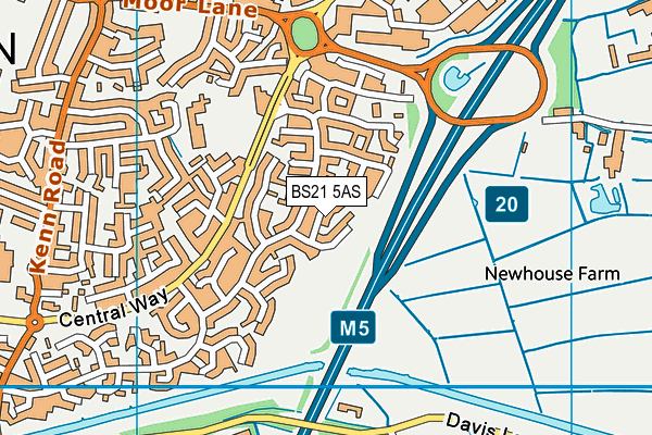 Hazell Close Playing Fields map (BS21 5AS) - OS VectorMap District (Ordnance Survey)