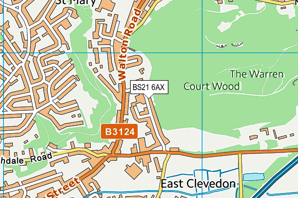 BS21 6AX map - OS VectorMap District (Ordnance Survey)
