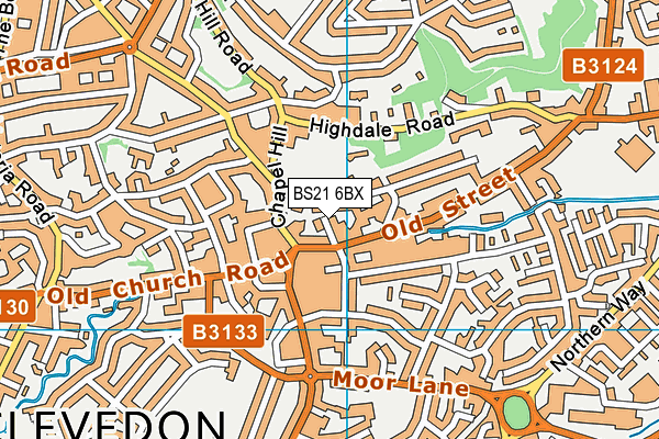 BS21 6BX map - OS VectorMap District (Ordnance Survey)