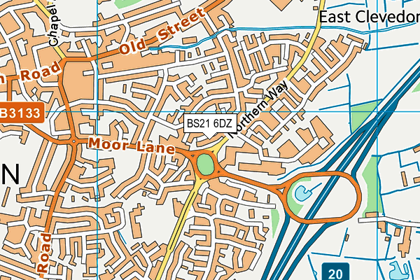 BS21 6DZ map - OS VectorMap District (Ordnance Survey)