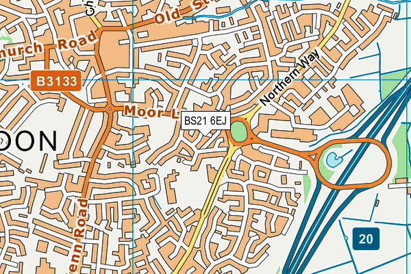 BS21 6EJ map - OS VectorMap District (Ordnance Survey)