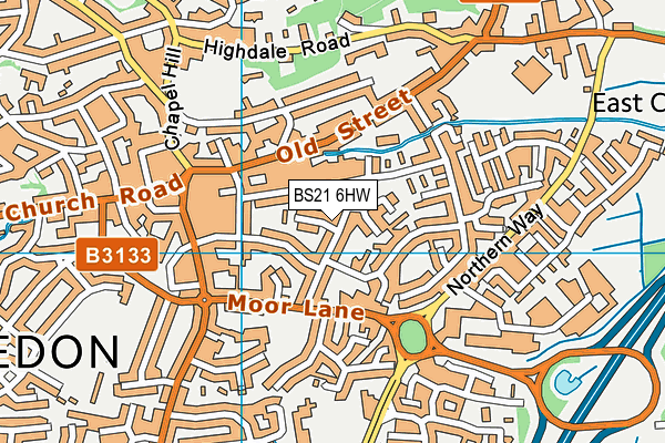 BS21 6HW map - OS VectorMap District (Ordnance Survey)