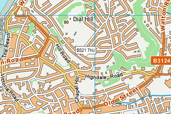 BS21 7HJ map - OS VectorMap District (Ordnance Survey)