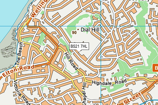 BS21 7HL map - OS VectorMap District (Ordnance Survey)