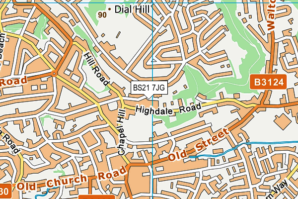 BS21 7JG map - OS VectorMap District (Ordnance Survey)