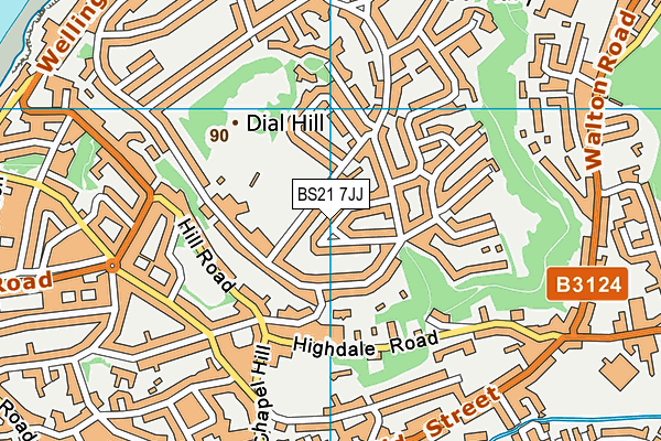 BS21 7JJ map - OS VectorMap District (Ordnance Survey)