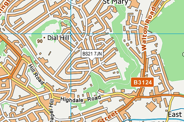 BS21 7JN map - OS VectorMap District (Ordnance Survey)