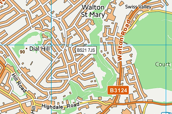 BS21 7JS map - OS VectorMap District (Ordnance Survey)