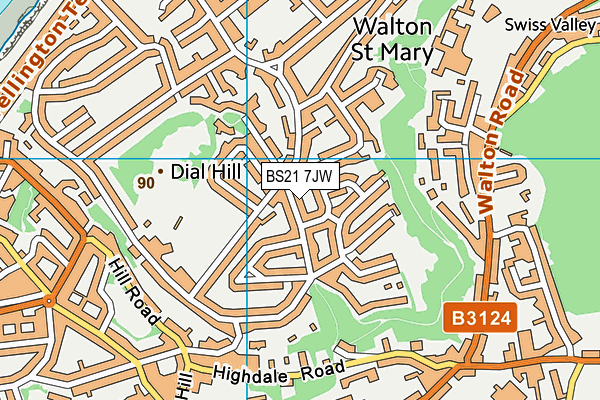 BS21 7JW map - OS VectorMap District (Ordnance Survey)